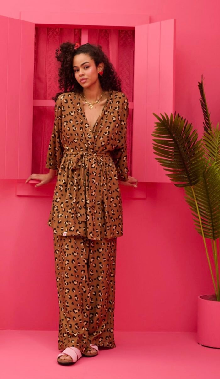 Jennie Kimono Vis Leopar Animal Print Κιμονό με Ζώνη Petit Boutik - Image 3