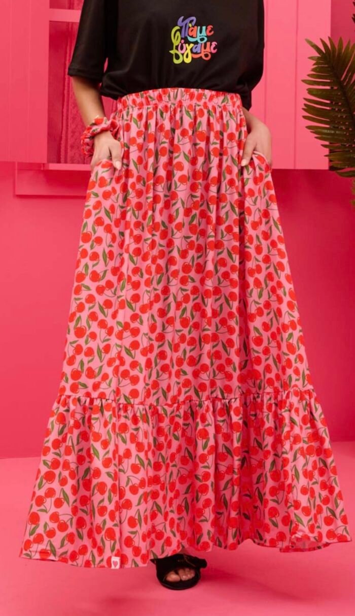Kiara Skirt Vis Pink Cherries - Image 3