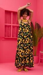Linda Frill Dress Vis Black Lemons - Image 2