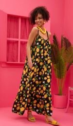 Linda Frill Dress Vis Black Lemons - Image 3
