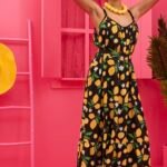 Linda Frill Dress Vis Black Lemons