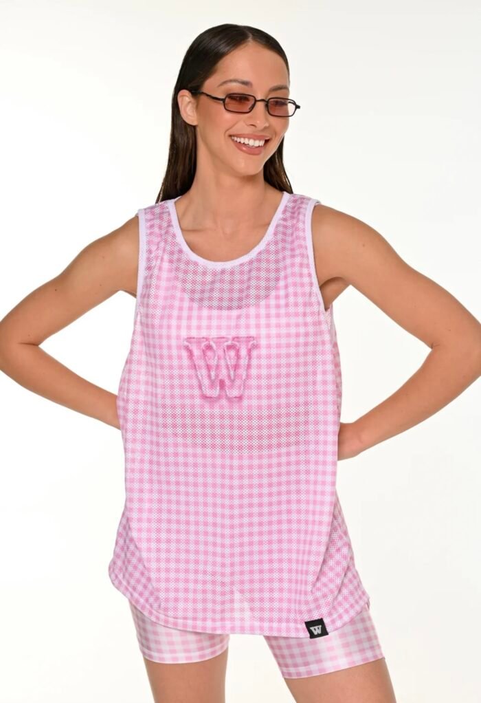 Pink plaid tank top - Image 1