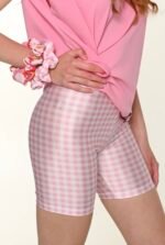 Pink plaid short leggings - Image 2