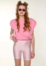 Pink plaid short leggings - Image 3