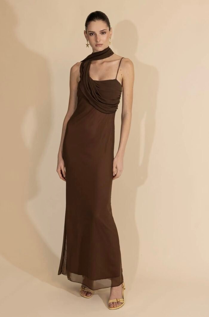 Calista Maxi Dress Dark Brown - Image 1