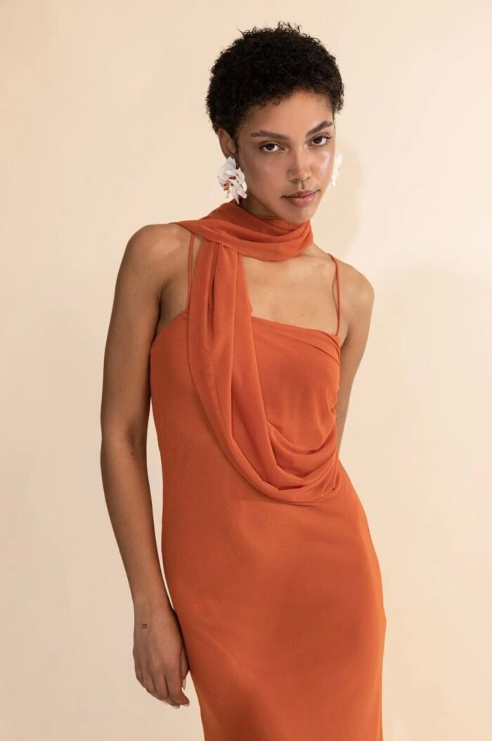 Calista Maxi Dress Burnt Orange - Image 3