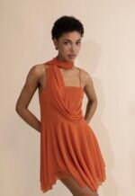 Calista Mini Dress Burnt Orange - Image 2