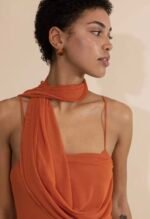Calista Mini Dress Burnt Orange - Image 3