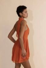 Calista Mini Dress Burnt Orange - Image 4