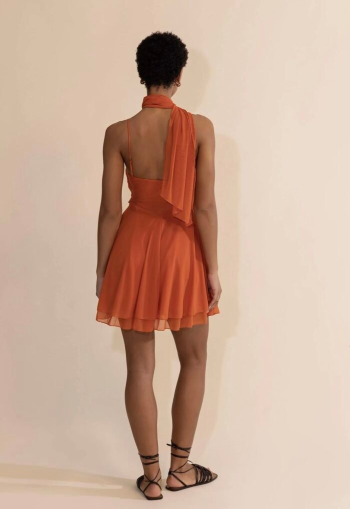 Calista Mini Dress Burnt Orange - Image 5
