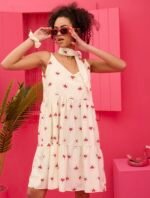 Beverly Short Dress White Pixel Hearts - Image 3