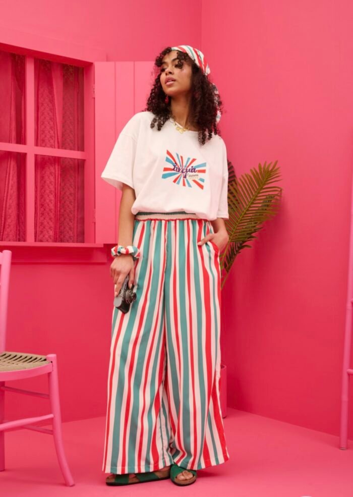 Lora Pants Red Green Stripes - Image 2