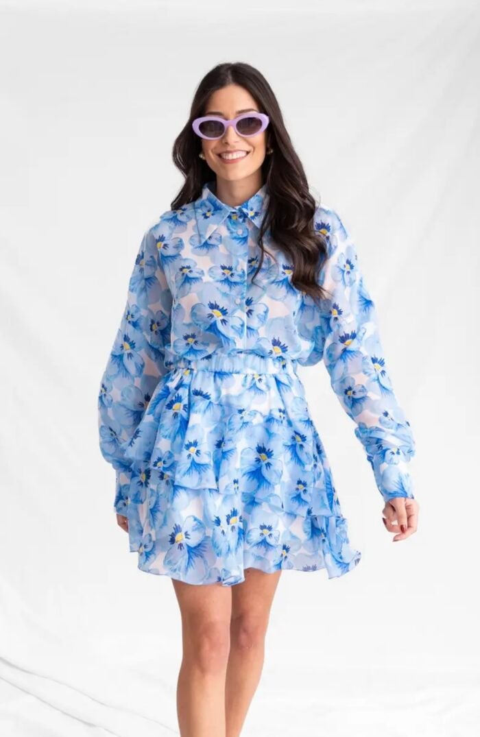 Blue Flax Mini Skirt - Image 1
