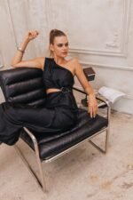 Black cache midi dress