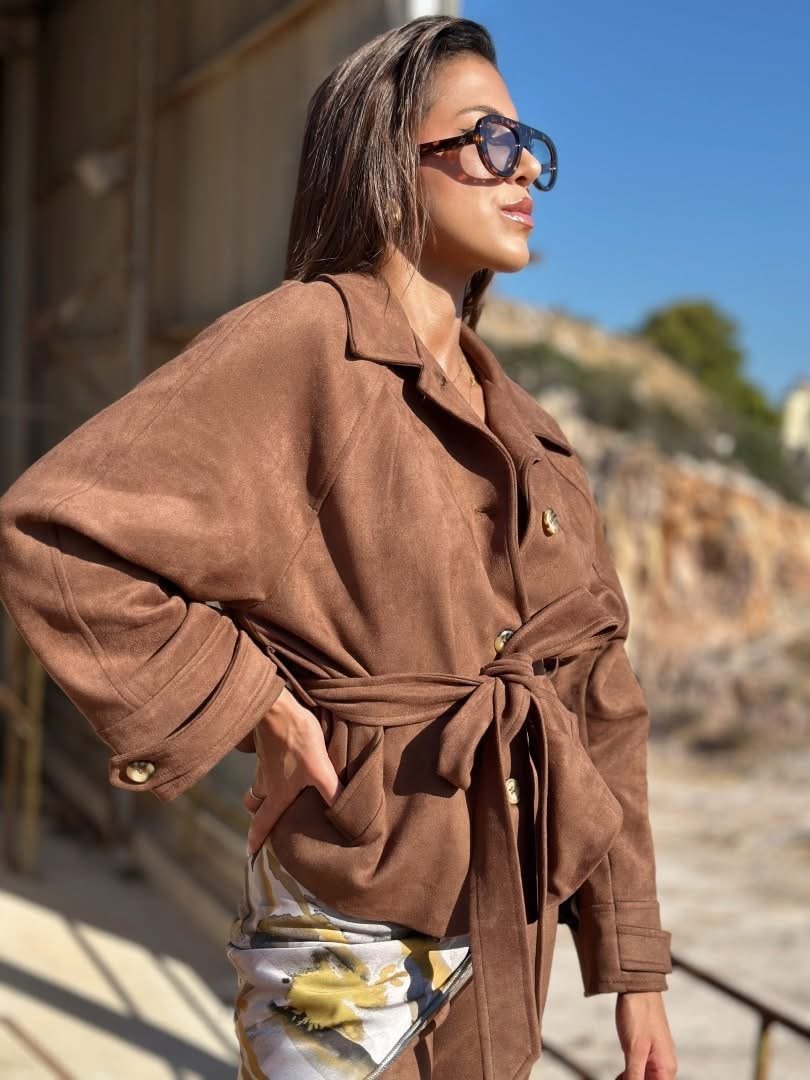 IMG_6116 Chocolate Suede coat - Image 2