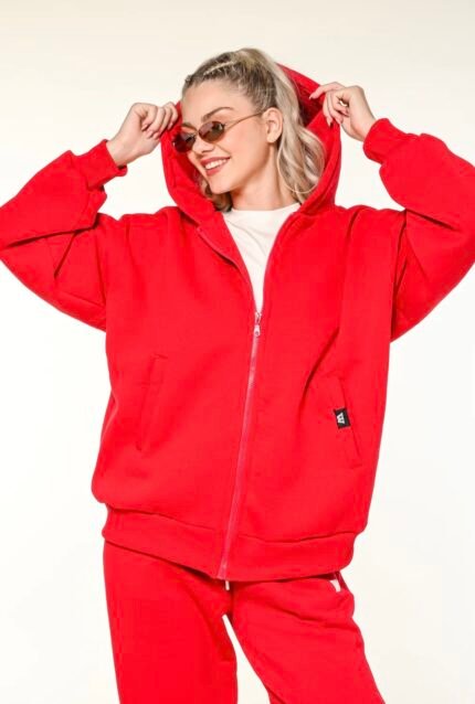 W red hoodie jacket
