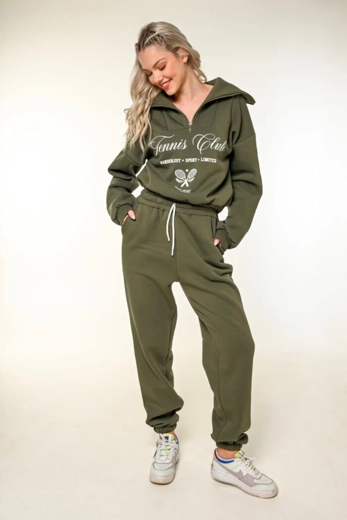 Tennis khaki hoodie set - Image 1