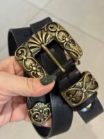 Black vintage belt with gold