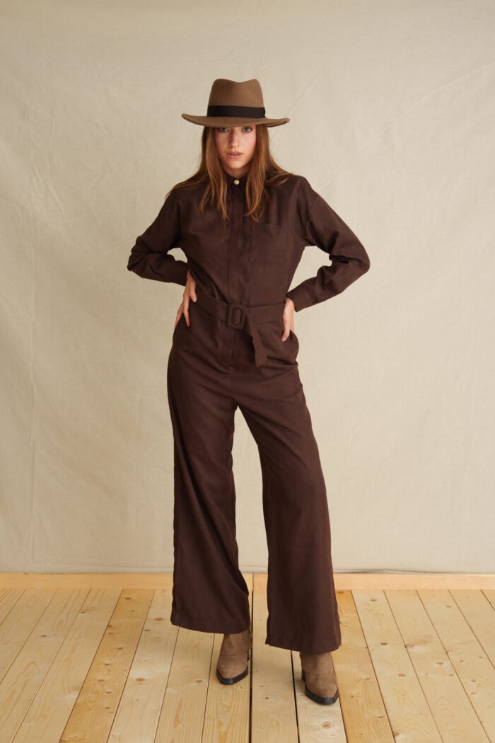 Coffee suede jumpsuit - Image 4