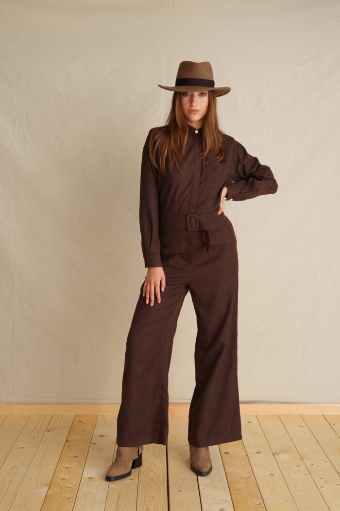 Coffee suede jumpsuit - Image 2