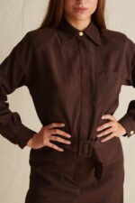 Coffee suede jumpsuit - Image 3