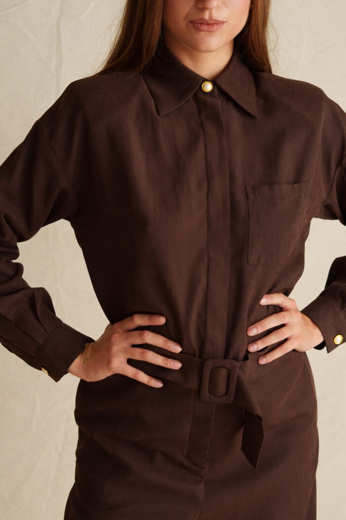 Coffee suede jumpsuit - Image 3