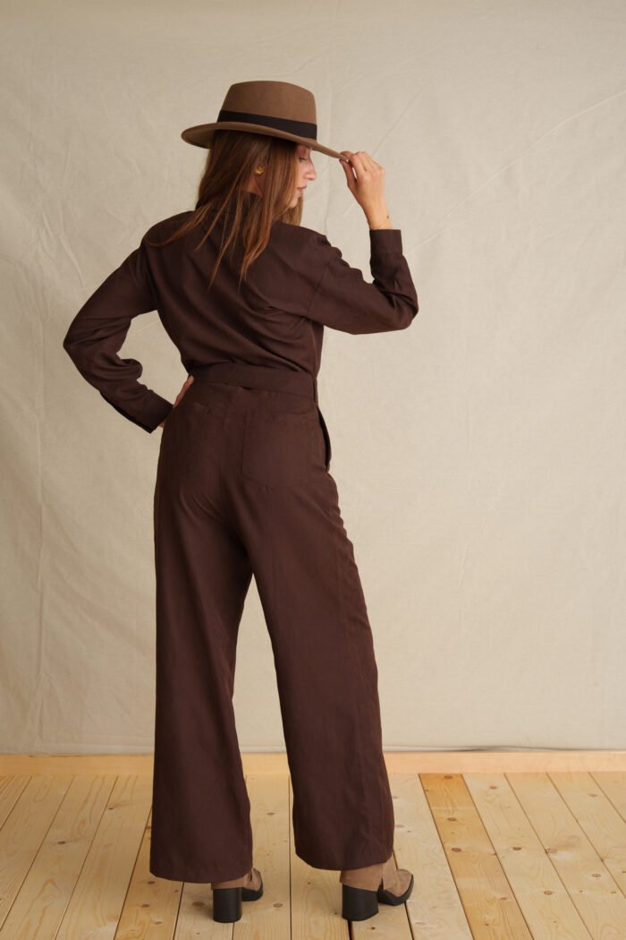 Coffee suede jumpsuit - Image 5