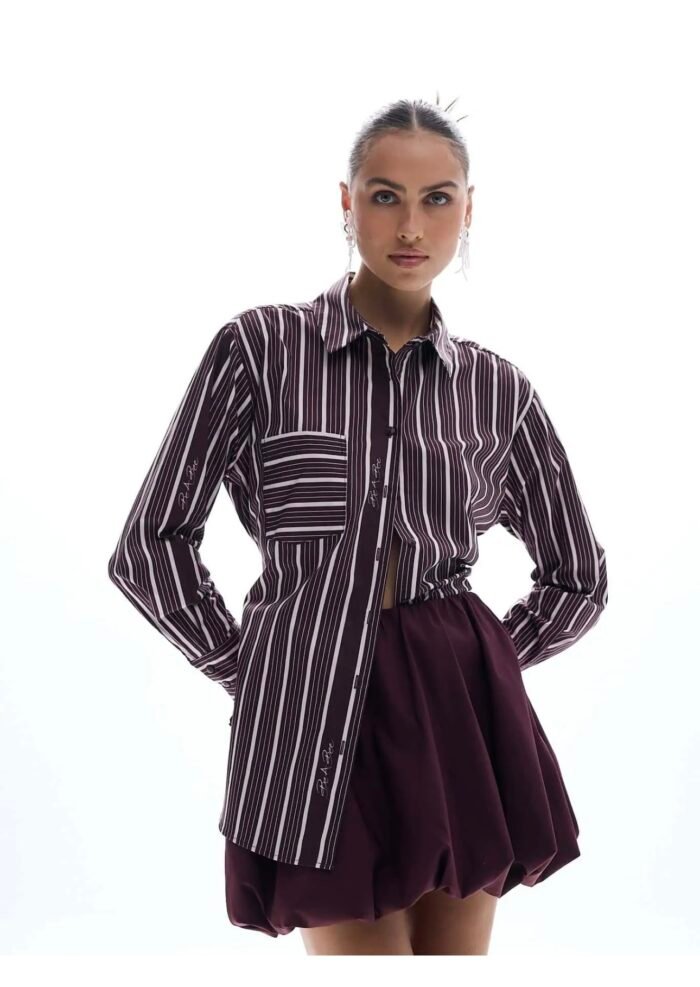 Be A Bee Maroon Stripped Shirt - Image 1