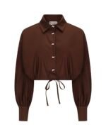 Brown pink bow shirt - Image 4