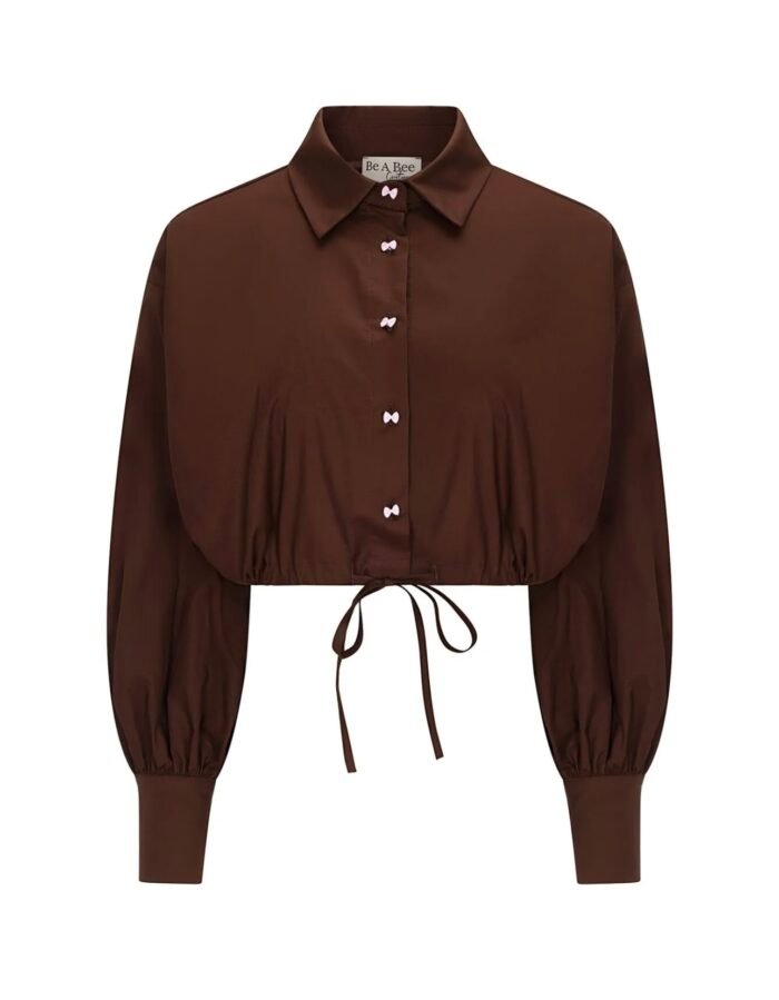 Brown pink bow shirt - Image 4