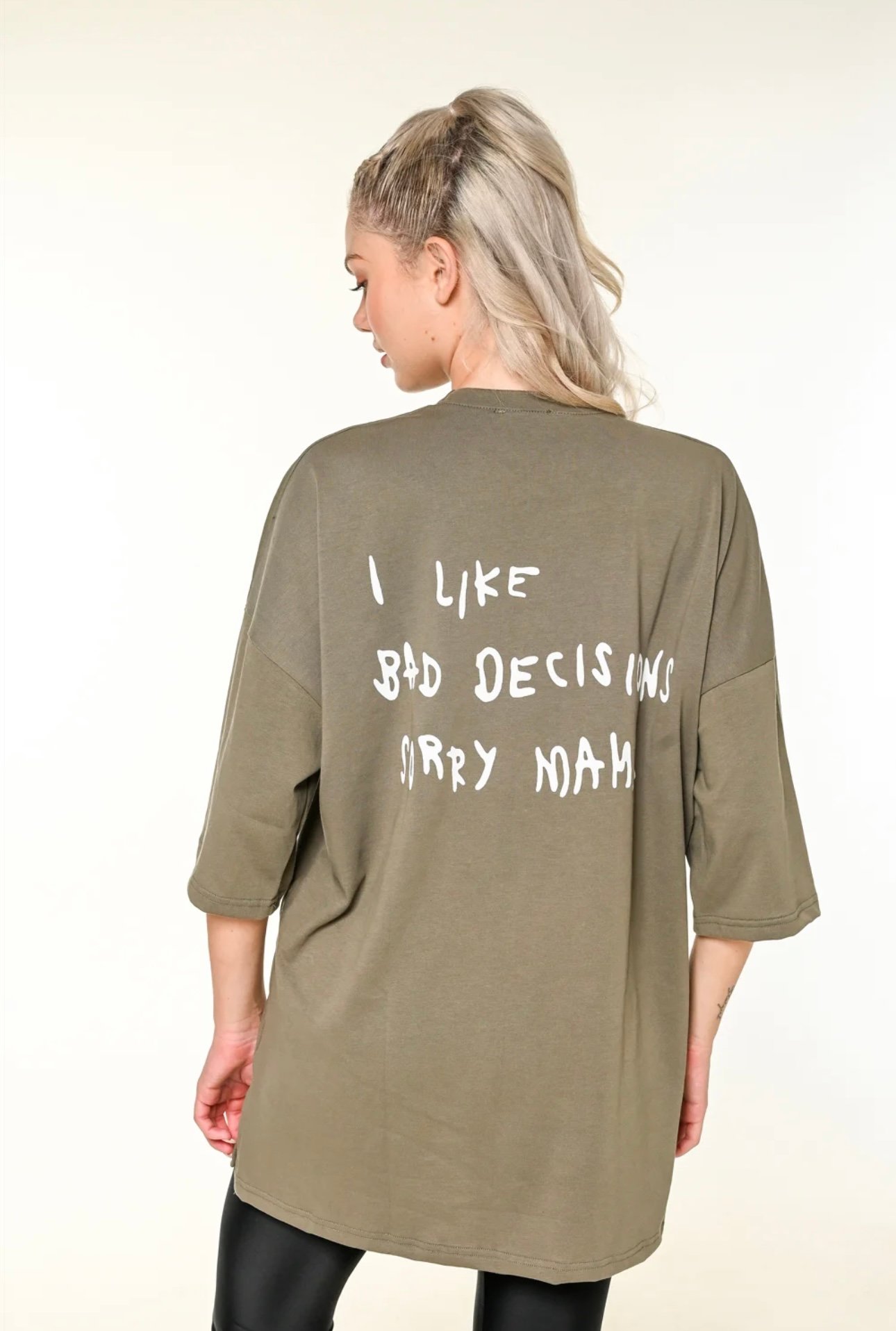 Screenshot Olive green ‘sorry mama’ Tshirt - Image 1