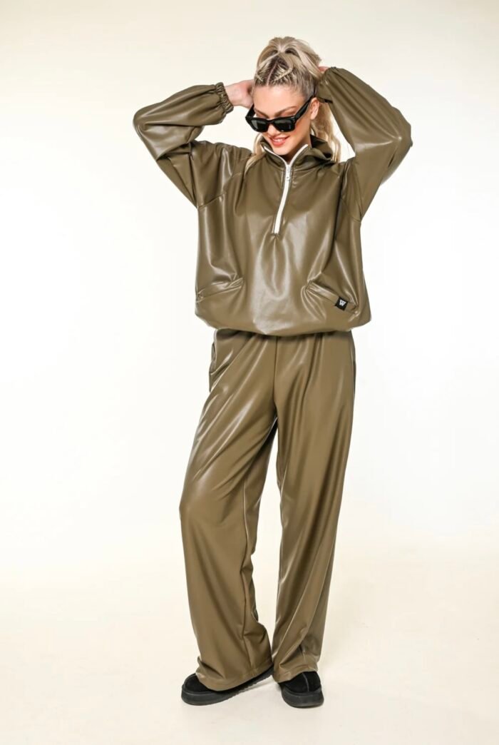 Olive green leather set - Image 1