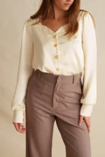 Ivory satin vintage shirt - Image 2