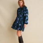 Pixel roses blue mini dress - Image 2