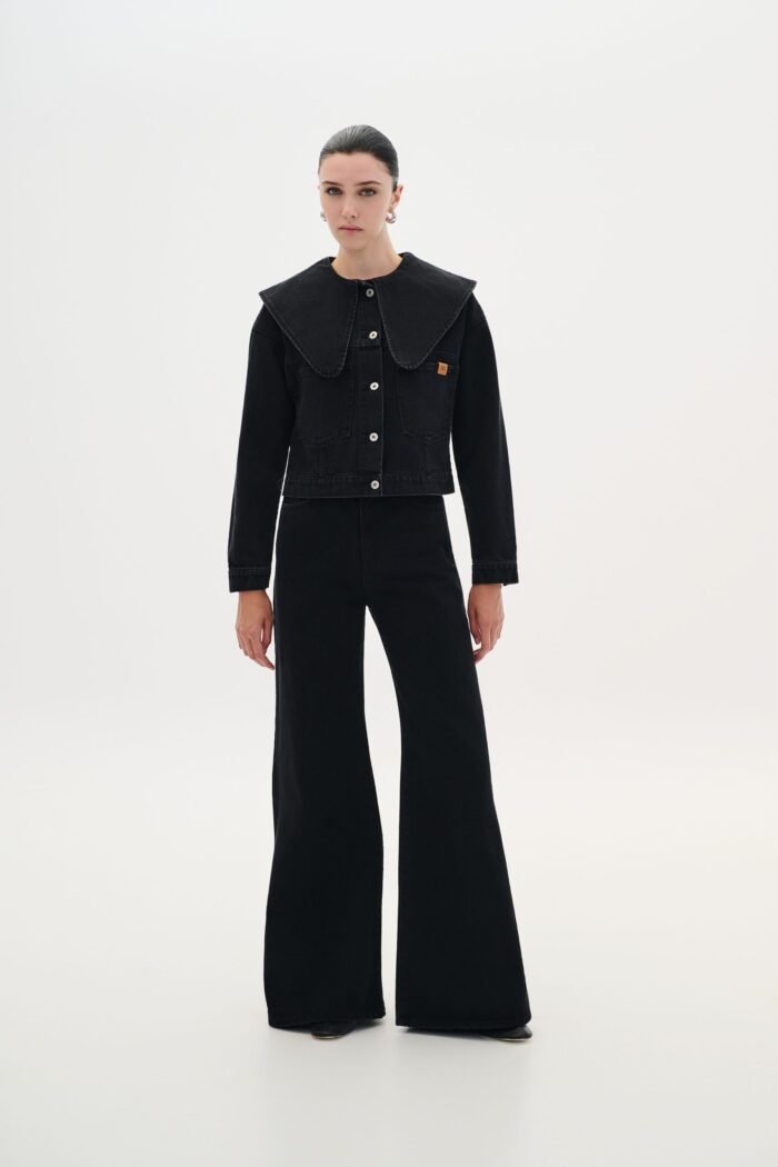Black denim trouser flare - Image 1