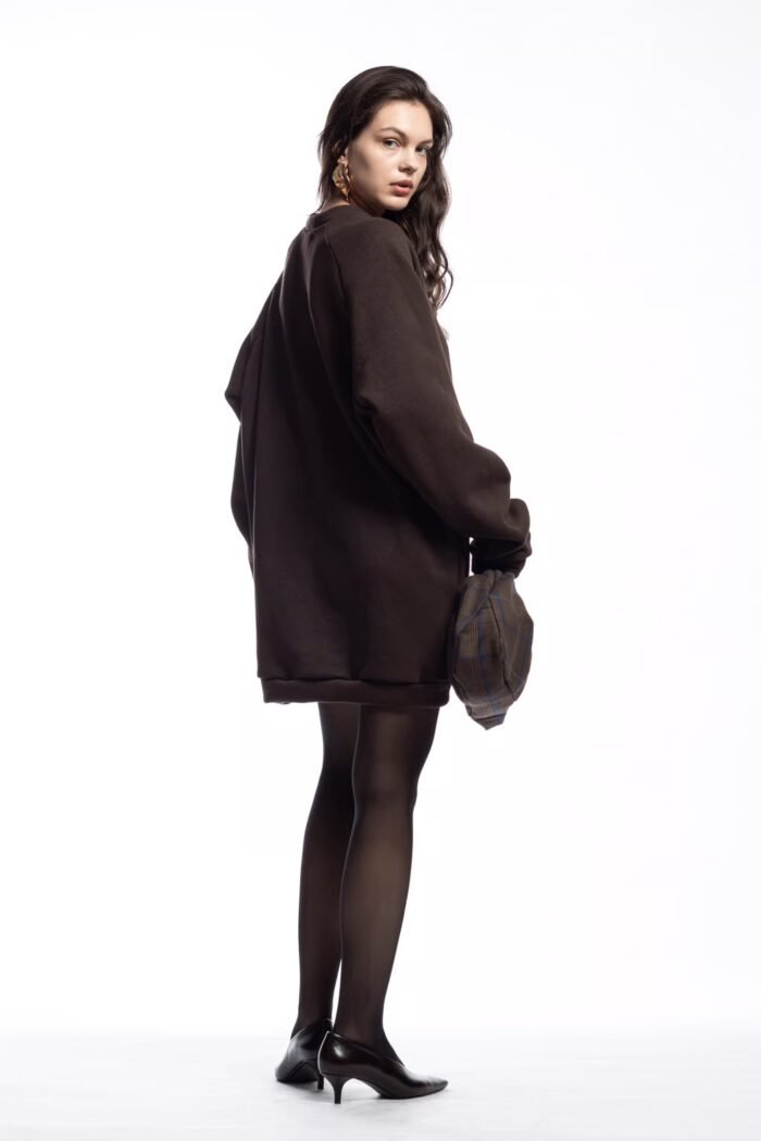 Long crewneck hoodie - Image 2