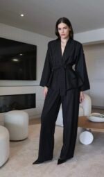Soft Stripe Structure Black Set