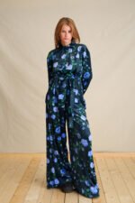 Pixel Rose Blue Velvet Set