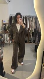 Brown leather jacket - Image 2