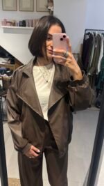 Brown leather jacket