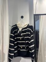 Knitted black striped jacket