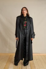 Midnight Leather Maxi Coat - Image 3