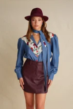 Midnight Berry Leather Mini Skirt