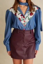 Midnight Berry Leather Mini Skirt - Image 2