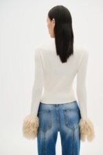 Cardigan V With Faux Fur - Image 2