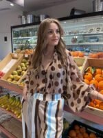 Brown polka dot shirt