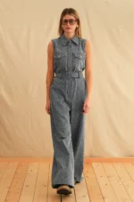 Georgina Trikogia | Denim Safari Jumpsuit, κομψή τζιν ολόσωμη φόρμα safari για μοντέρνο look. - View 2