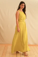 Georgina Trikogia | Lime Jacquard Maxi Dress