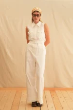 Georgina Trikogia | Ivory Safari Jumpsuit - Κρεμ ολόσωμη φόρμα safari της Georgina Trikogia, ιδανική για κομψές εμφανίσεις.