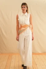 Georgina Trikogia | Ivory Safari Jumpsuit - Κρεμ ολόσωμη φόρμα safari της Georgina Trikogia, ιδανική για κομψές εμφανίσεις. - View 3